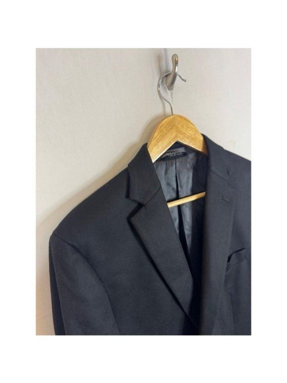 Black Cashmere Blend Men 42 Two Button Blazer Sport Coat Jacket Mens - Picture 4 of 12